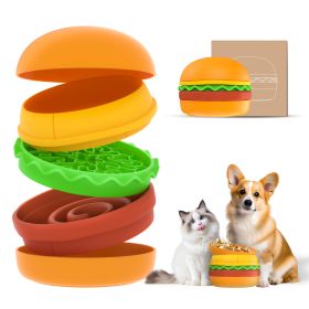 Hamburger Appearance Pet Cat And Dog Bowl Combination Multi-layer Five-in-one (Color: orange)