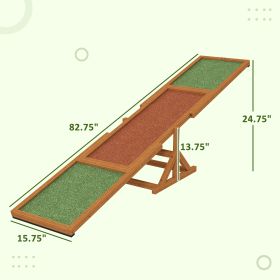 Wooden Dog Agility Seesaw For Training And Exercise, Weather Resistant, 83 L X 16 W X 14 H, Orange (Color: orange)