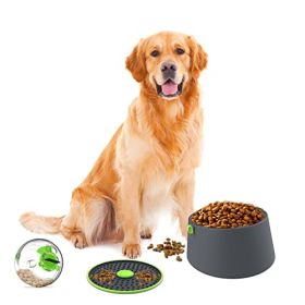 Red Lick Mat & Slow Feeder Dog Bowl Set - Prevent Choking & Indigestion (Color: Green)
